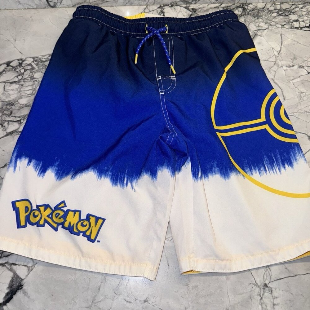 Pokémon Youth Medium (10/12) Blue Yellow Swim Trunks